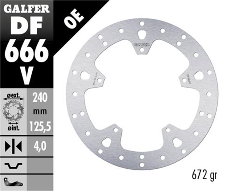 DISCO FRENO MOTO GALFER PIAGGIO 240X125 4 MM 5T ( NG 1344 )